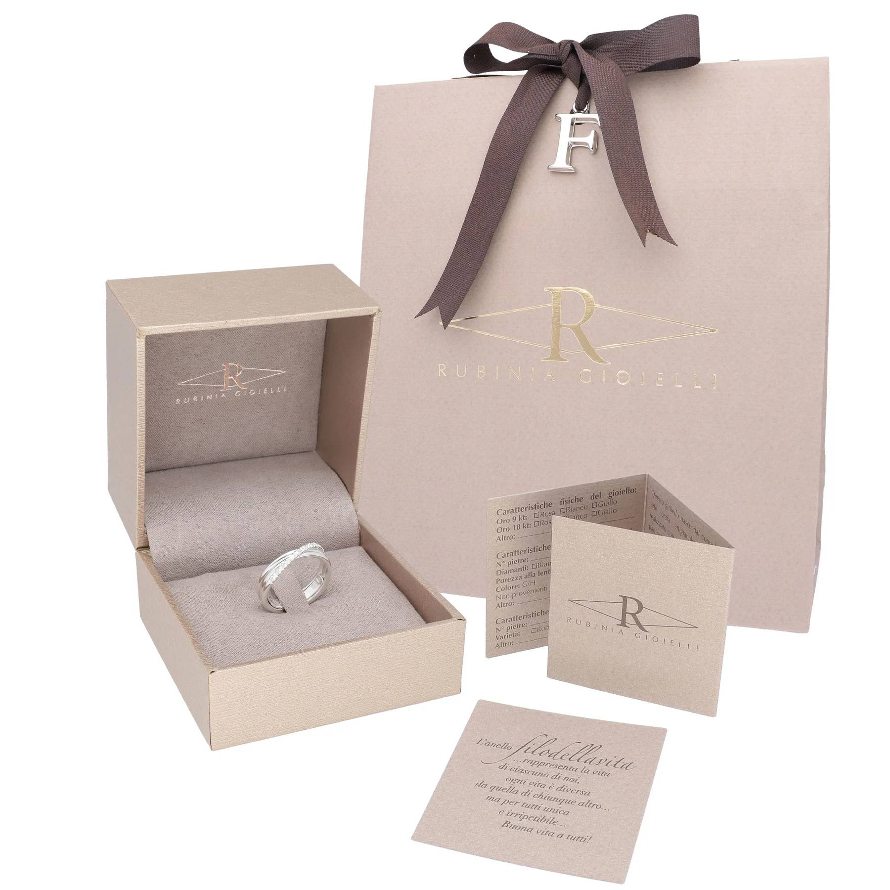 Anello Donna Filodellavita Rubinia 3 Fili Argento 925 Diamanti Bianchi mis 14 AN8ABT